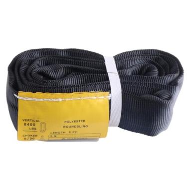 Imagem de Correia redonda de poliéster preto de 1,8 m - capacidade vertical de 3,8 kg - tiras de elevação resistentes para circo aéreo ou uso em vários tamanhos (capacidade vertical amarela 3,8 kg, 6 pés)