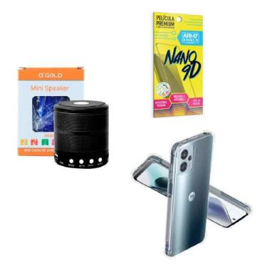 Imagem de Kit Capinha Anti Shock Motorola G13 + Caixa de Som Bluetooth + Películ