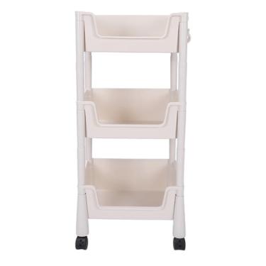 Imagem de Generic Prateleiras de Livros de Armazenamento Móveis Compactas, Carrinho Utilitário Móvel Portátil Multifuncional Decorativo para Casa (3 níveis)