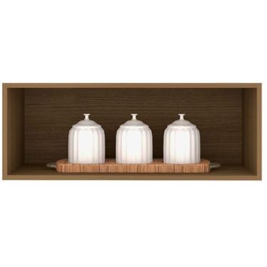 Imagem de Armário Aéreo Nicho Geladeira Evidence Sem Porta Poliman Móveis, Carva