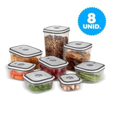 Imagem de Conj. De Potes Electrolux Herméticos Plástico 8Unid 41046083, Cinza
