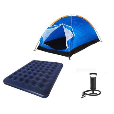 Imagem de Barraca camping iglu 2 pessoas + colchão casal + bomba manual - OMEGA