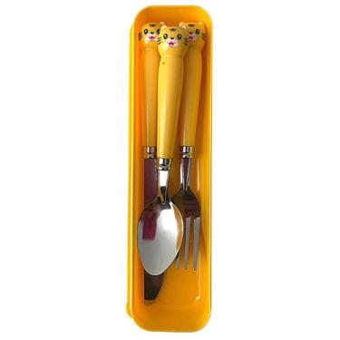 Imagem de Estojo Jogo de Talher Garfinho Garfo Colher de Animais Kids Criança Be