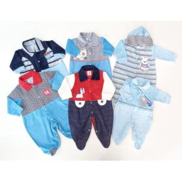 Imagem de KIT 4 - Macacão Longo em Plush - Masculino - P / M / G - Nethuno Baby,