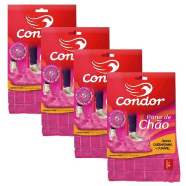 Imagem de Kit 4 Panos de Chão para Limpeza Geral Pisos Janelas Microfibra Condor