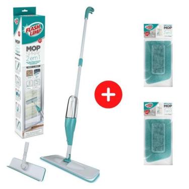 Imagem de Kit 1 Mop Spray 2 Em 1 Rodo Mágico Flash Limp MOP6064 + 2 Refil Microf