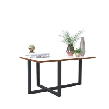 Imagem de Mesa de Centro Girassol Retangular - Off White e Freijó - Nosso Sonho 