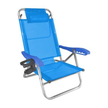 Imagem de Cadeira de Praia Alumínio Reforçada 5 Posições Top Line Azul Zaka 120 KG