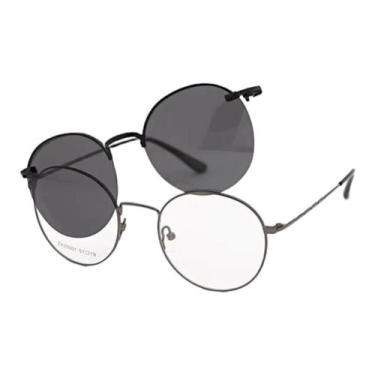 Imagem de Armação Para Óculos Grau Masculino Redondo 2 em 1 Clipon Leo - Palas E