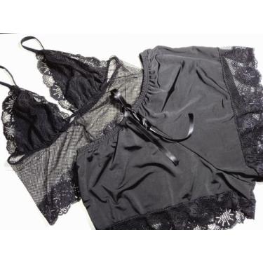 Imagem de Short Doll Cropped renda do P ao plus size - EstherDassa , Preto, XG