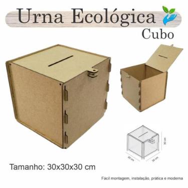 Imagem de Urna Madeira Sorteio Caixa Sugestões Cubo 30 Cm X 30 Mdf - Indústria F