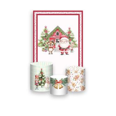 Imagem de Painel De Festa Vertical 1,50 x 2,20 + Trio De Capas Cilindro - Natal 