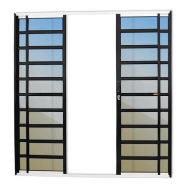 Imagem de Porta de Correr com Travessas 4 Folhas Super Vidro Reflex 210cm X 240c