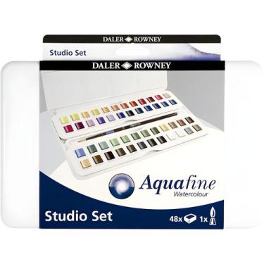 Imagem de Conjunto de Aquarelas em Pastilhas Daler Rowney Aquafine 48 Cores - DA