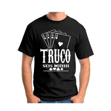 Imagem de Camiseta camisa masculina jogo truco seis mi baralho zap - Dogs, Preto