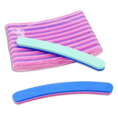 Imagem de Kit com 10 lixas banana polidora buffer manicure unhas - MIX DA JO