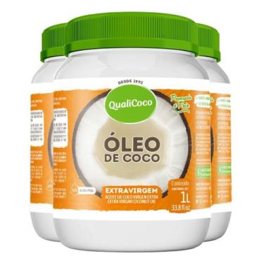 Imagem de Kit 3 Óleo de Coco Extra Virgem Qualicoco 1 Litro - Qualicôco