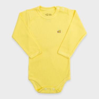 Imagem de Body Infantil Manga Longa em Malha Canelada - Baby Duck, 2, Amarelo