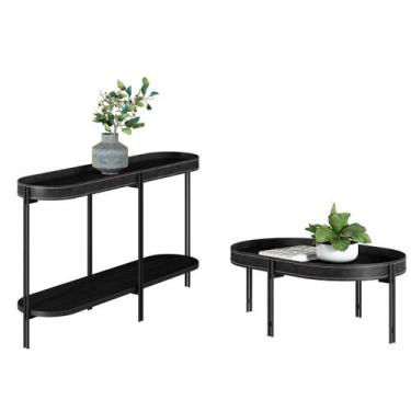 Imagem de Kit Aparador para Sala e Mesa de Centro Arredondada Mônica - Linea Bra