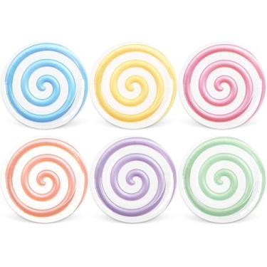 Imagem de Whaline Candyland Prato descartável de doces pastel, 6 cores, decorações de festa, pirulito colorido, 23 cm, para decoração de festa de aniversário, 24 peças