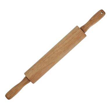 Imagem de GreatChef Rolo de massa de madeira para assar e massa, rolo antiaderente com alça, 45 cm, clássico para pizza, torta, pastelaria, biscoito