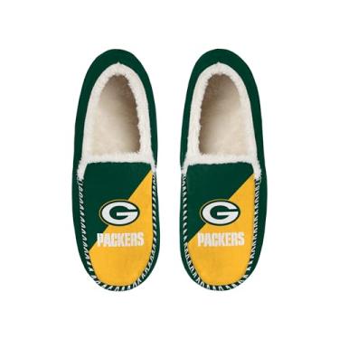 Imagem de FOCO Chinelo mocassim unissex unissex licenciado oficialmente com logotipo colorido block, forro sherpa, Green Bay Packers, 13-14 Women/11-12 Men
