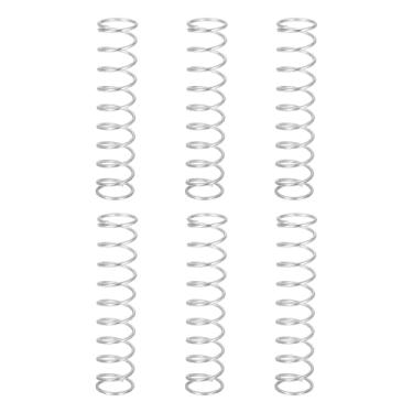 Imagem de uxcell 6 molas de compressão, 1,6 mm de diâmetro do fio x 18 mm OD x 80 mm de comprimento, extensão de aço inoxidável 304, mola esferográfica, molas de pressão para reparos domésticos em lojas, prata