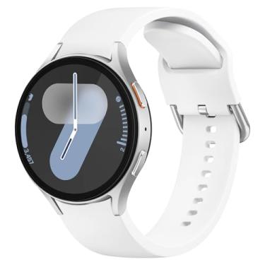 Imagem de Tobfit Pulseira feminina de silicone macio esportiva sem lacunas para Galaxy Watch 7 6 5 4 FE de 40 mm e 44 mm, branca