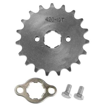 Imagem de uxcell 1 conjunto 420 19T 20 mm motocicleta dianteira motor roda dentada para 50cc 70cc 90cc 110cc 125cc Dirt Pit Bike Mini Bike ATV