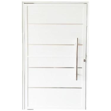 Imagem de Porta Pivotante de Alumínio Branco Com Puxador e Friso Linha 25 - DC, 
