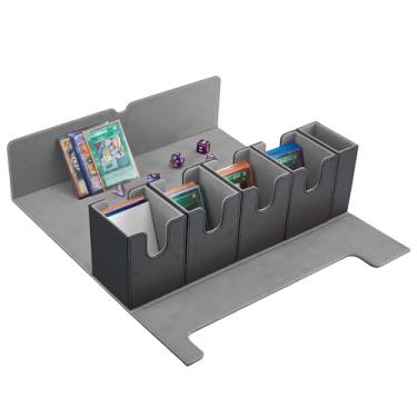 Imagem de FOTEEMO Caixa de baralho de cartas para MTG, 5 em 1 Commander Deck Box Deck Box Caixa de armazenamento de baralho de cartas colecionáveis com mais de 400 cartas sem mangas Magic the Gathering Deck Box TCG Sports Card Box (preto e cinza)