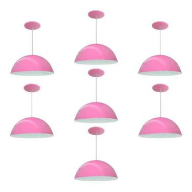 Imagem de Kit 7 Luminária Pendente Meia Lua 40cm Interior Branco Brilho Fiação 1