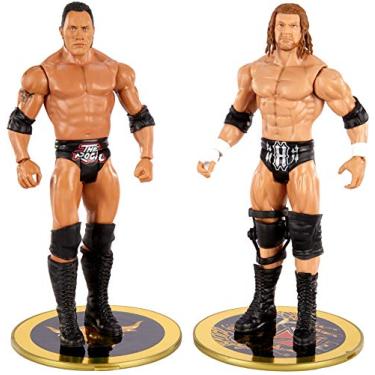 Imagem de WWE The Rock vs Triple H Championship Showdown 2-Pack 6-in Action Figures Friday Night Smackdown Battle Pack for Ages 6 Years Old & Up