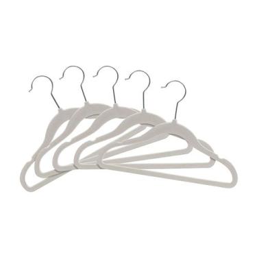 Imagem de Kit 5 Cabides Veludo Bege Guarda Roupa Infantil Criança Bebê - Buba