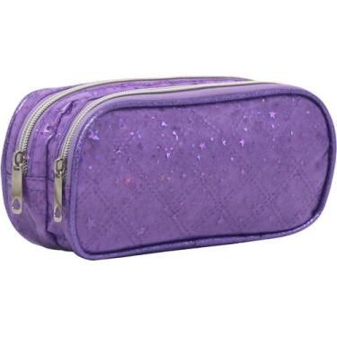 Imagem de Estojo Duplo Escolar Retangular Glitter Yepp EST12030, Roxo