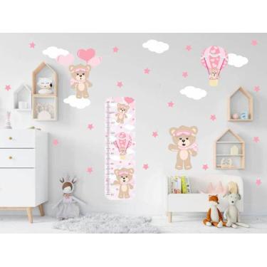 Imagem de adesivo de parede ursinha balões régua de crescimento - senhorita deco