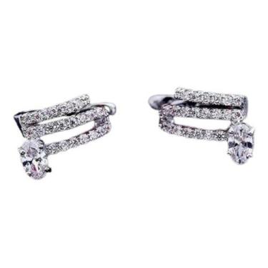 Imagem de Piercing Argola Falso Fake Pressão Pedra Zircônia Orelha - De Castro j