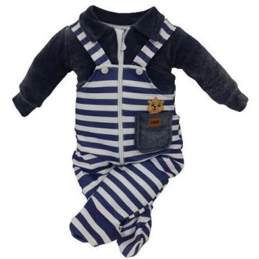 Imagem de Macacao Longo Bebe Menino Jardineira Luxo Lessa Kids 7871, Chumbo, P  