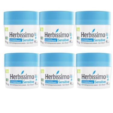 Imagem de Kit 6 Desodorante Creme Sensitive Herbíssimo 55G - Dana - Dana Cosméti