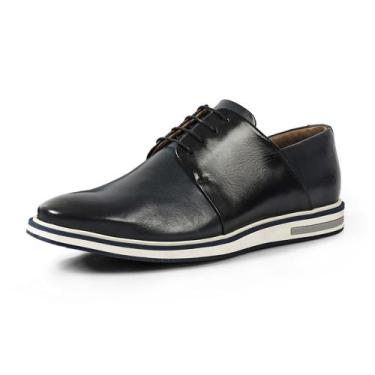 Imagem de Sapato Casual Masculino Derby Couro Mestiço Reverso - 1100 - Blue - Pa