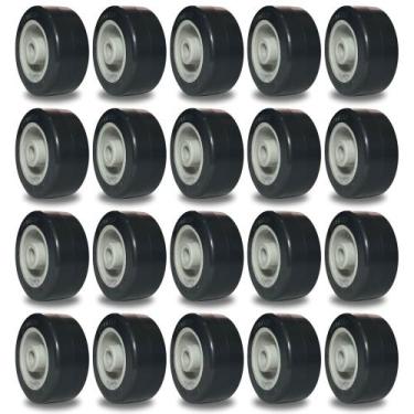 Imagem de Kit 20 Rodas 210 BP SM de 2 Borracha PVC 50mm 40kg Cada Eixo 1/4 Schio
