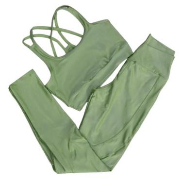 Imagem de Conjunto Top e Calça Feminino Fitness Empina Bumbum Academia - Estação