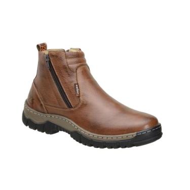 Imagem de Botina zebu masculina de ziper em couro whisky 56060