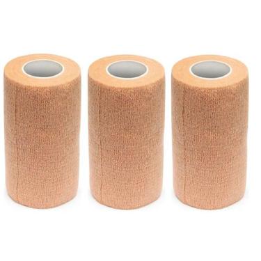 Imagem de Kit 3 Bandagem Elástica Flexivel Autoaderente 10cmx4,5m Bege - Bioland