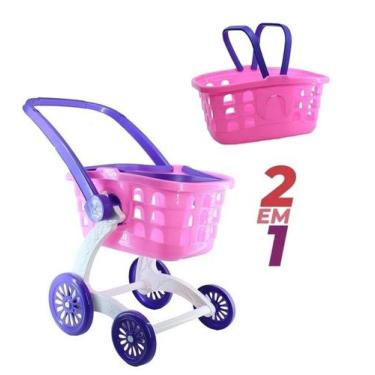 Imagem de Brinquedo infantil carrinho supermercado compras 2 em 1 - Samba Toys