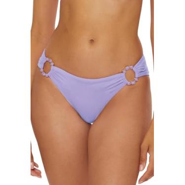 Imagem de BECCA Parte de baixo de biquíni hipster de mármore padrão feminino, cobertura atrevida, roupa de banho separada, Bellflower, Bellflower, P