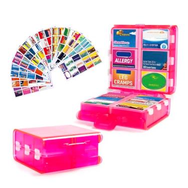 Imagem de Organizador de comprimidos de grande capacidade com etiquetas de medicamentos, dispensador de comprimidos com 12 compartimentos, caixa de comprimidos de 7 dias para vitaminas e suplementos (rosa, 161