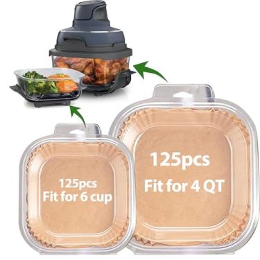 Imagem de Forros de fritadeira a ar para Ninja Crispi, descartáveis, 125 + 125 peças, acessórios Ninja Crispi para sistema de cozimento de fritadeira a ar portátil 4 em 1 Ninja Crispi, forros antiaderentes