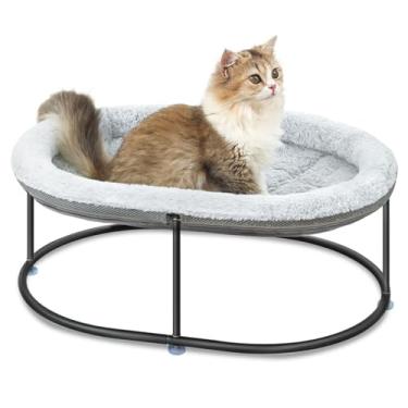Imagem de Zoratoo Elevated Cat Hammock Bed for Indoor Cats, Fluffy Warm Cuddle Cat Bed with Detachable Pad Bed Cover, Raised Pet Bed Cuddler for Sleeping Kittens, Small Dog, Oval Cat Hammock Grey