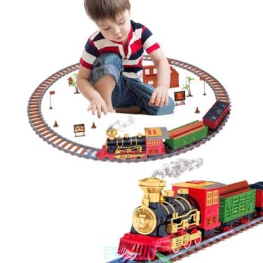 Imagem de Conjunto de trem de Natal, brinquedos de trem de Natal - Brinquedo de ferrovia elétrica de Natal com neblina,Conjunto de trilhos de trem movidos a bateria, trens modelo infantil para meninos e meninas